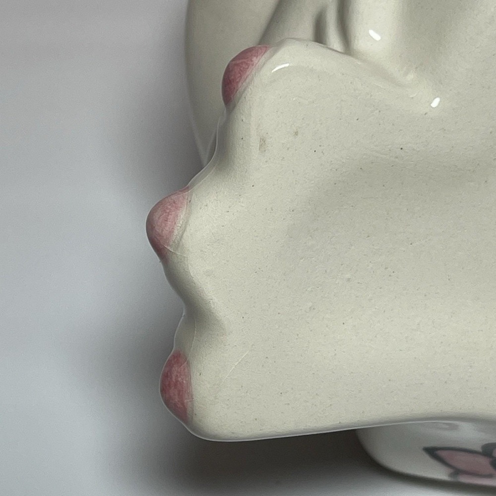 Vintage Studio Pottery Frog 1975 Pretty Eyes Pink Flowers Ceramic Sponge Holder - Picture 14 of 16